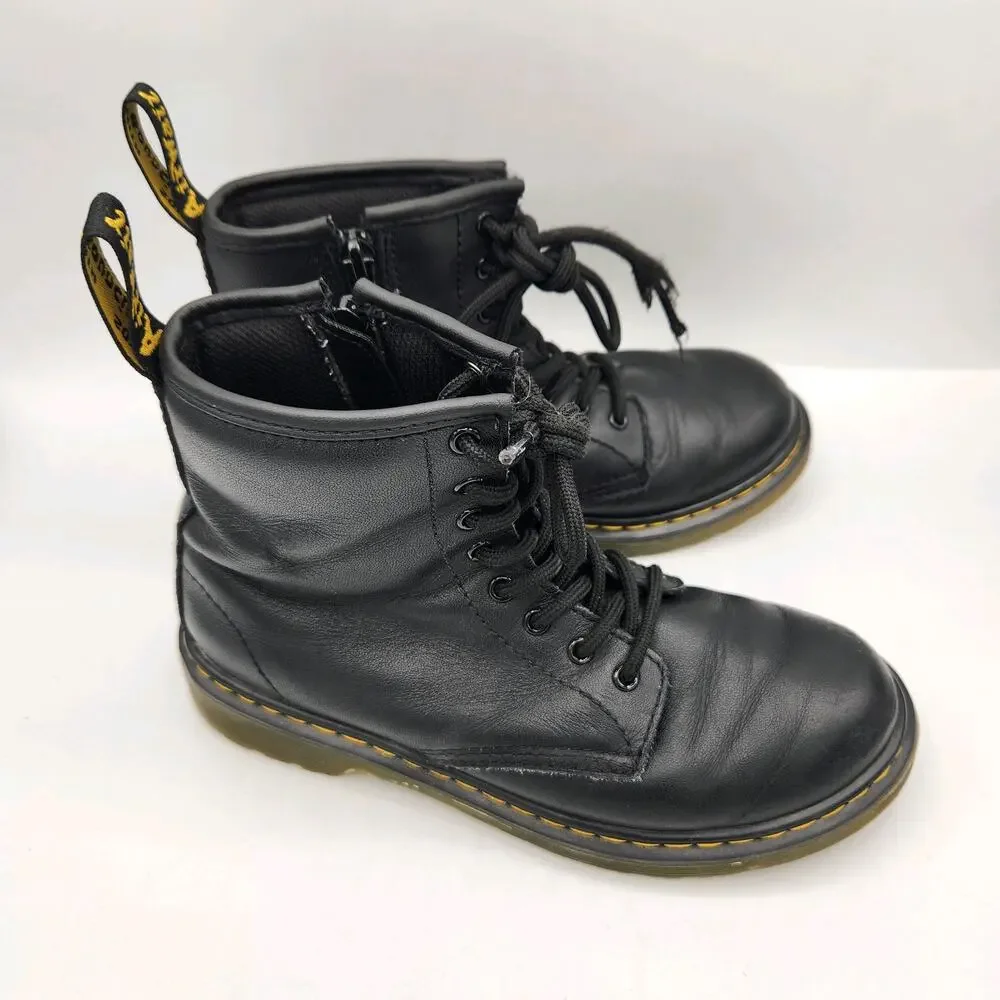 Dr. Martens Junior 1460 Softy T Leather Lace Up Boots Kids Size 3‎ Black